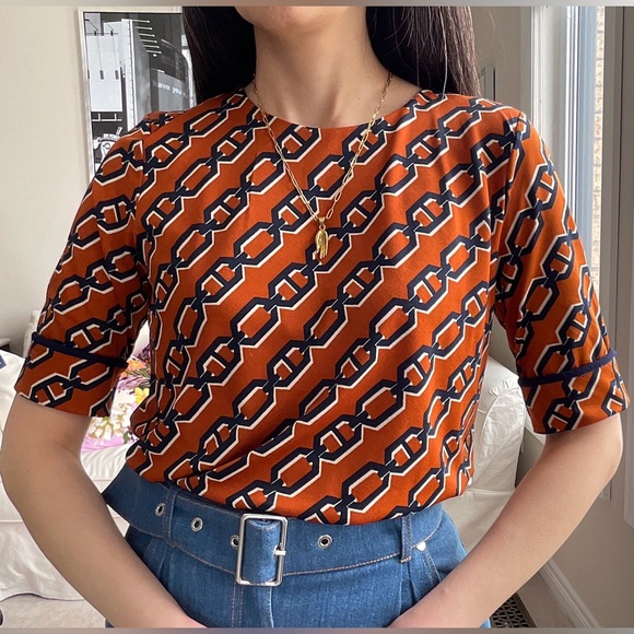 Chainlink print short sleeve stretchy top - Picture 2 of 10